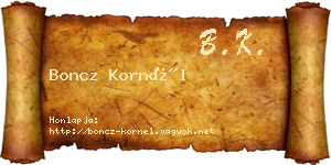 Boncz Kornél névjegykártya